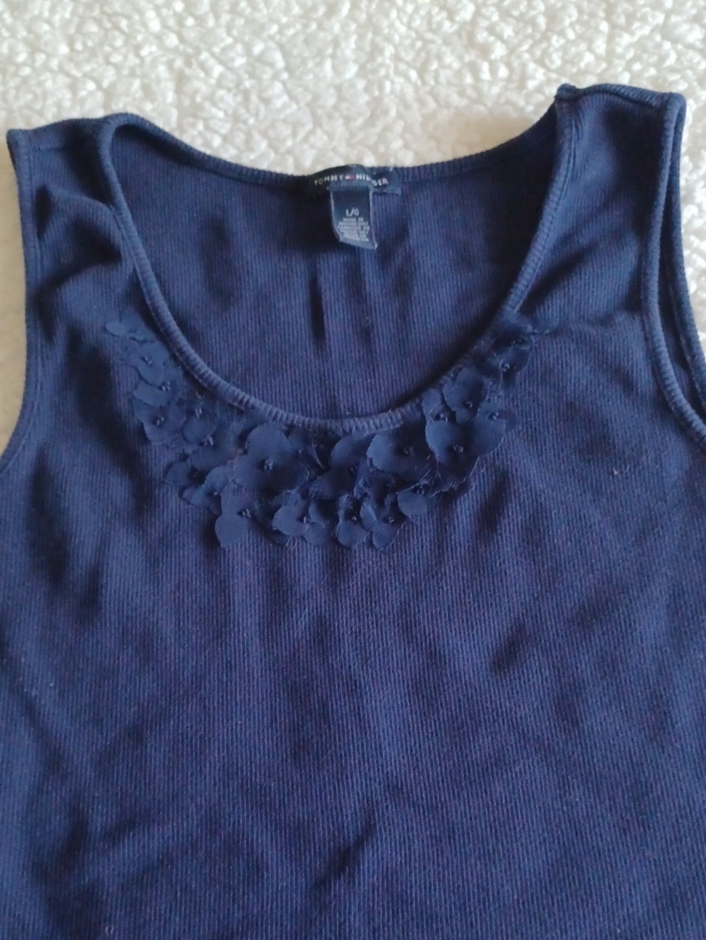 Tommy Hilfiger Navy Floral Applique Ribbed Tank